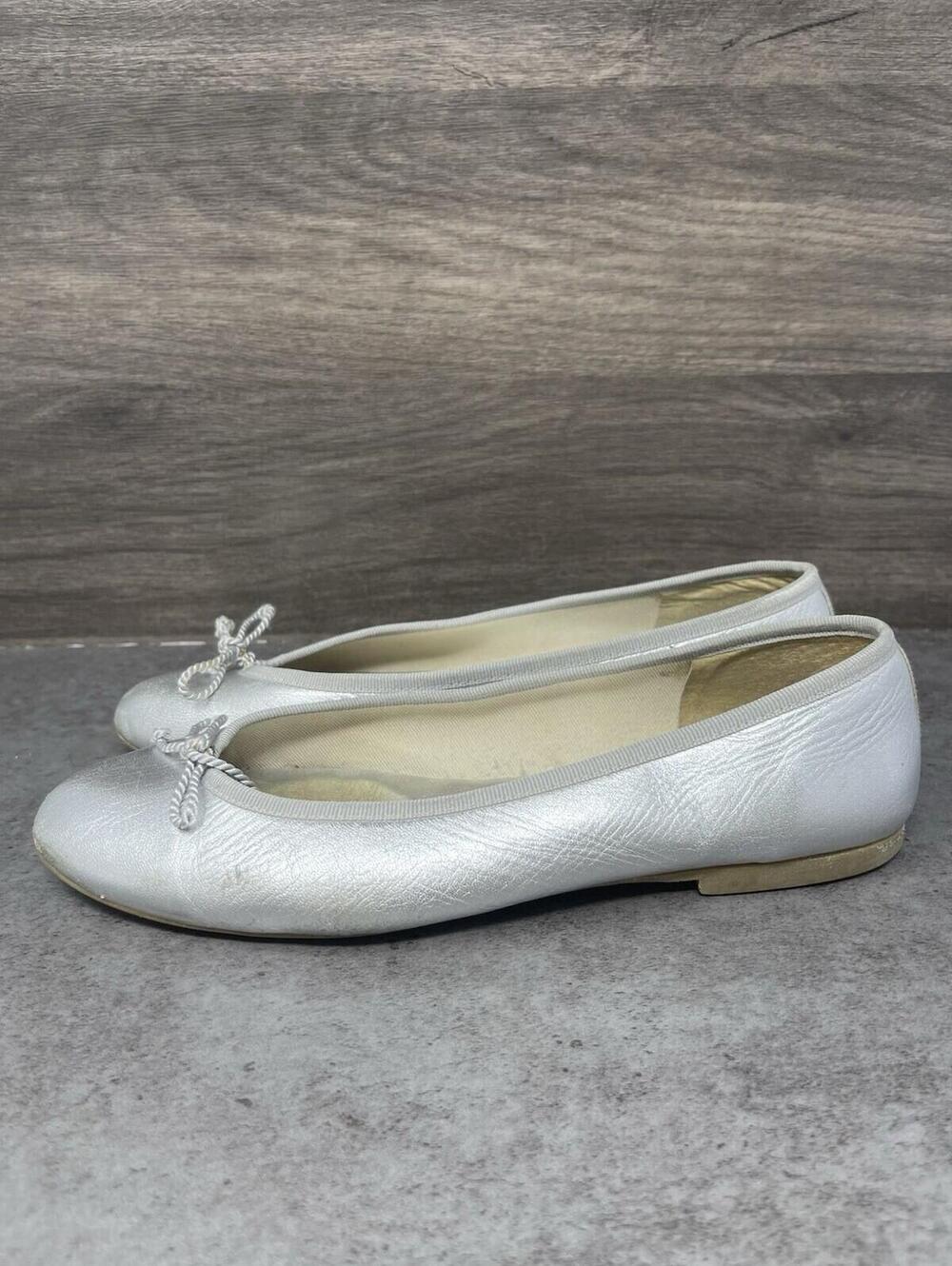 French Sole Flats Shoes Womens Size 9 Silver Leather Slip On FSNY